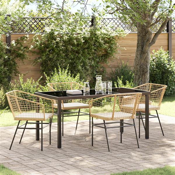 Grote foto vidaxl 5 delige tuinset met kussens bruin poly rattan tuin en terras tuinmeubelen