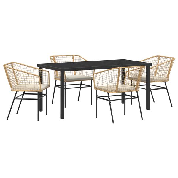 Grote foto vidaxl 5 delige tuinset met kussens bruin poly rattan tuin en terras tuinmeubelen