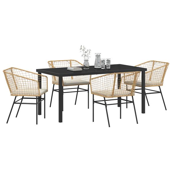 Grote foto vidaxl 5 delige tuinset met kussens bruin poly rattan tuin en terras tuinmeubelen