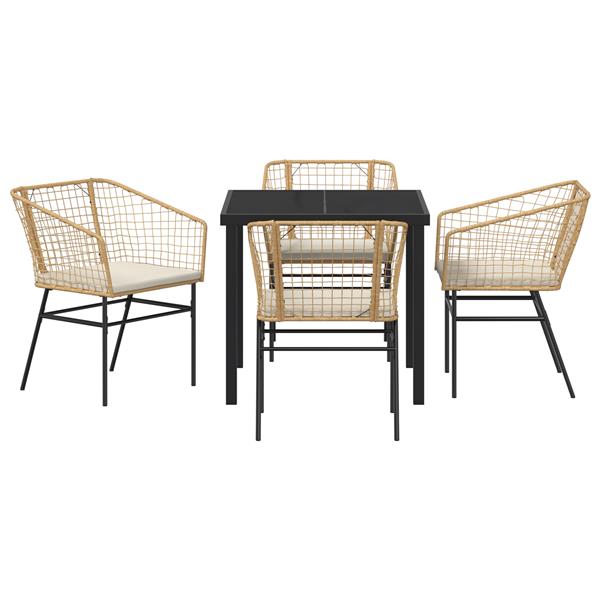 Grote foto vidaxl 5 delige tuin eetset met kussens bruin poly rattan tuin en terras tuinmeubelen