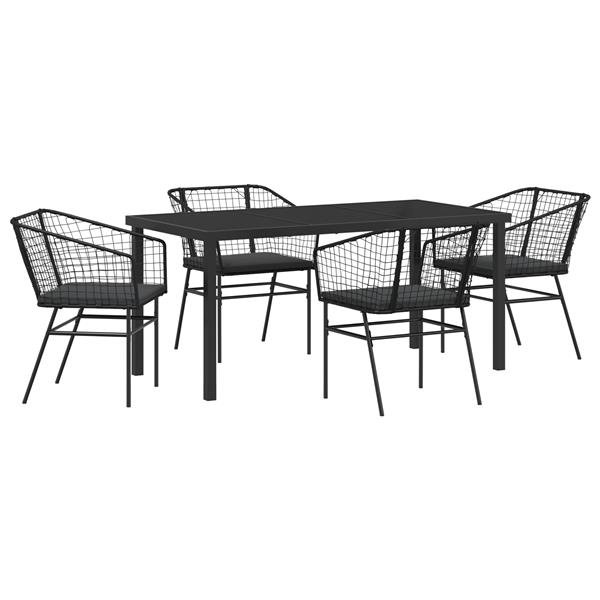 Grote foto vidaxl 5 delige tuinset met kussens zwart poly rattan tuin en terras tuinmeubelen