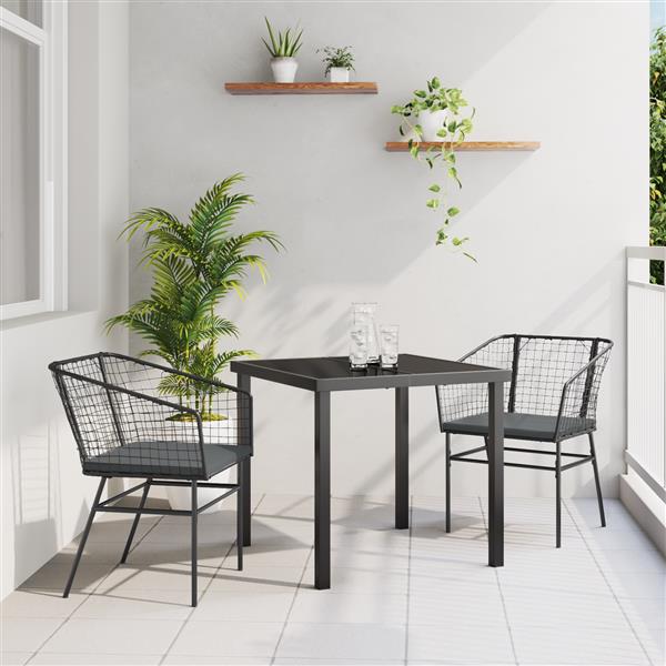 Grote foto vidaxl 3 delige tuinset met kussens zwart poly rattan tuin en terras tuinmeubelen