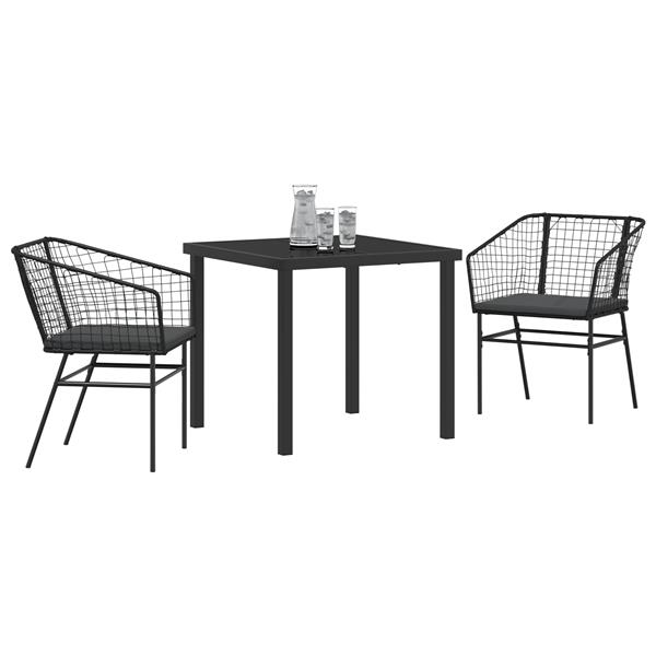 Grote foto vidaxl 3 delige tuinset met kussens zwart poly rattan tuin en terras tuinmeubelen