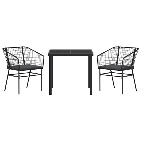 Grote foto vidaxl 3 delige tuinset met kussens zwart poly rattan tuin en terras tuinmeubelen