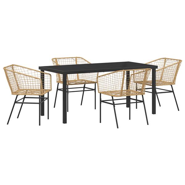 Grote foto vidaxl 5 delige tuin eetset bruin poly rattan tuin en terras tuinmeubelen