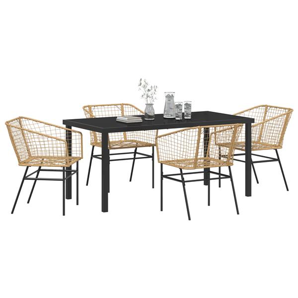 Grote foto vidaxl 5 delige tuin eetset bruin poly rattan tuin en terras tuinmeubelen