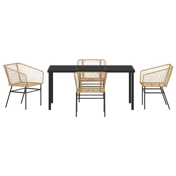 Grote foto vidaxl 5 delige tuin eetset bruin poly rattan tuin en terras tuinmeubelen