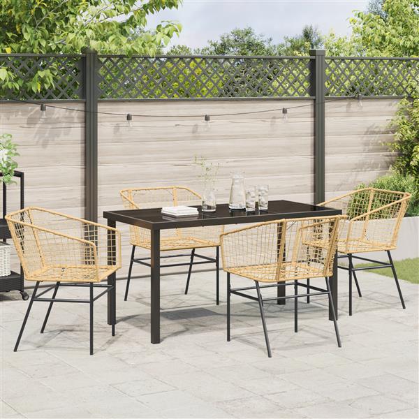 Grote foto vidaxl 5 delige tuin eetset bruin poly rattan tuin en terras tuinmeubelen