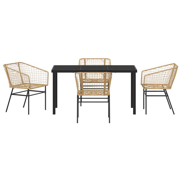 Grote foto vidaxl 5 delige tuin eetset bruin poly rattan tuin en terras tuinmeubelen