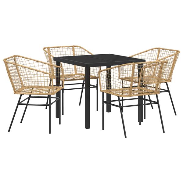 Grote foto vidaxl 5 delige tuin eettafelset bruin poly rattan tuin en terras tuinmeubelen