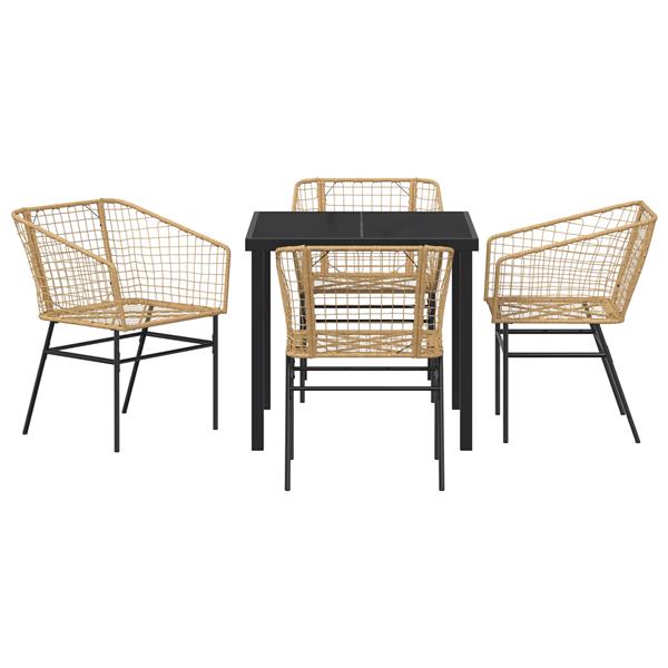 Grote foto vidaxl 5 delige tuin eettafelset bruin poly rattan tuin en terras tuinmeubelen