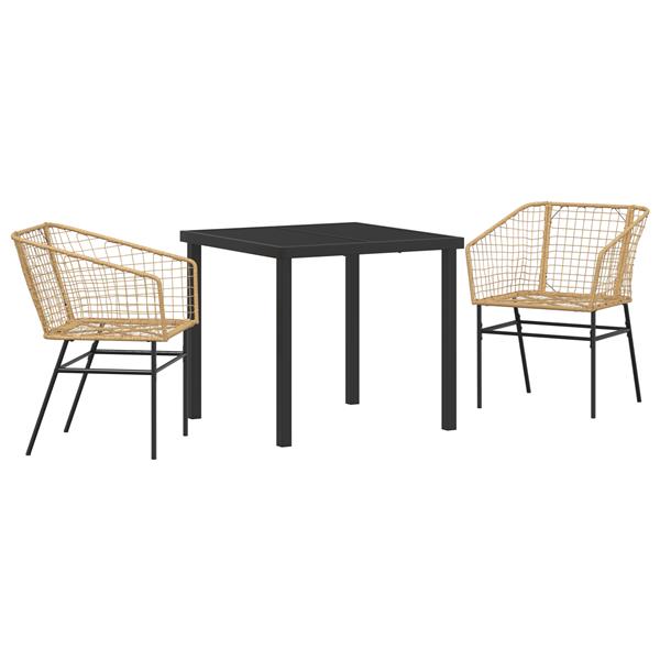 Grote foto vidaxl 3 delige tuin eetset bruin poly rattan tuin en terras tuinmeubelen