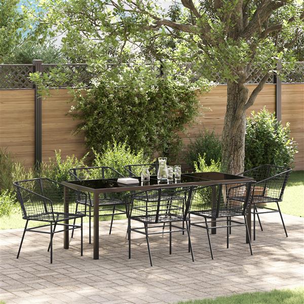 Grote foto vidaxl 7 delige tuinset zwart poly rattan tuin en terras tuinmeubelen