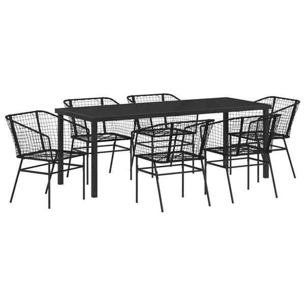 Grote foto vidaxl 7 delige tuinset zwart poly rattan tuin en terras tuinmeubelen