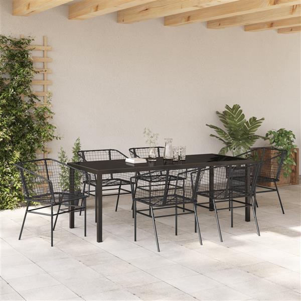 Grote foto vidaxl 7 delige tuinset zwart poly rattan tuin en terras tuinmeubelen
