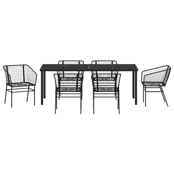 Grote foto vidaxl 7 delige tuinset zwart poly rattan tuin en terras tuinmeubelen