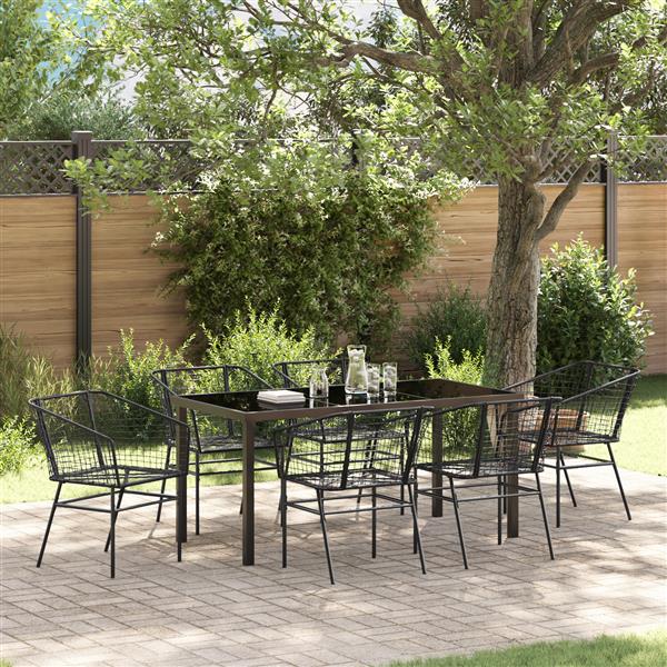 Grote foto vidaxl 7 delige tuinset van zwart poly rattan tuin en terras tuinmeubelen