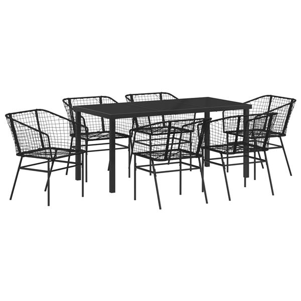 Grote foto vidaxl 7 delige tuinset van zwart poly rattan tuin en terras tuinmeubelen