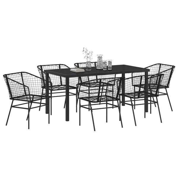 Grote foto vidaxl 7 delige tuinset van zwart poly rattan tuin en terras tuinmeubelen