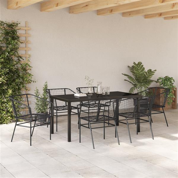 Grote foto vidaxl 7 delige tuinset van zwart poly rattan tuin en terras tuinmeubelen