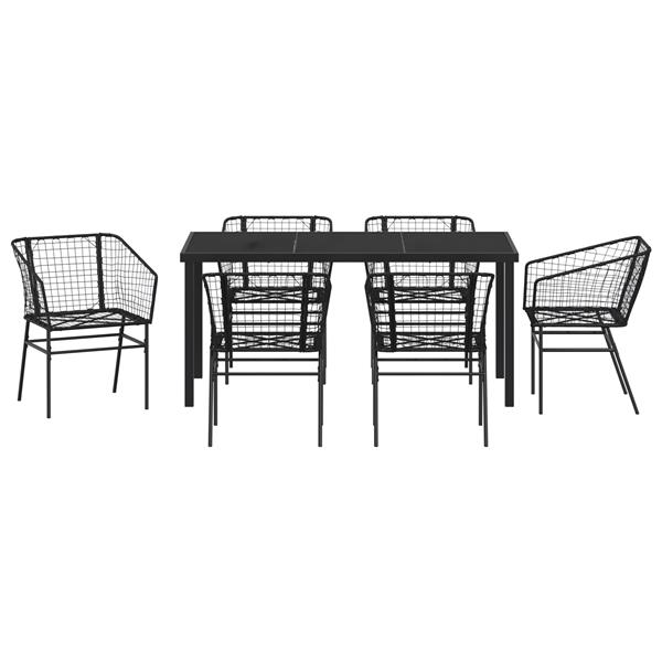 Grote foto vidaxl 7 delige tuinset van zwart poly rattan tuin en terras tuinmeubelen