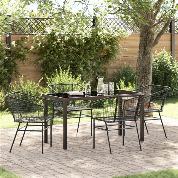 Grote foto vidaxl 5 delige tuin eettafelset zwart poly rattan tuin en terras tuinmeubelen