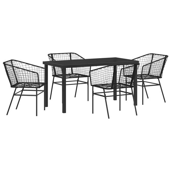 Grote foto vidaxl 5 delige tuin eettafelset zwart poly rattan tuin en terras tuinmeubelen