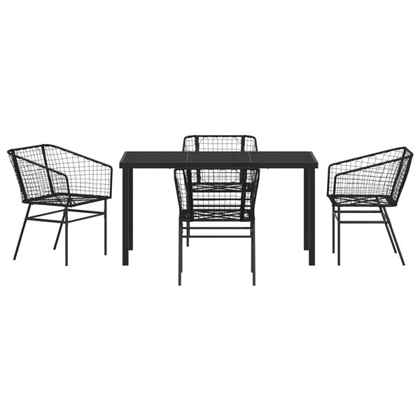 Grote foto vidaxl 5 delige tuin eettafelset zwart poly rattan tuin en terras tuinmeubelen