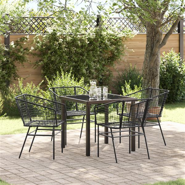 Grote foto vidaxl 5 delige tuin eettafel set zwart poly rattan tuin en terras tuinmeubelen