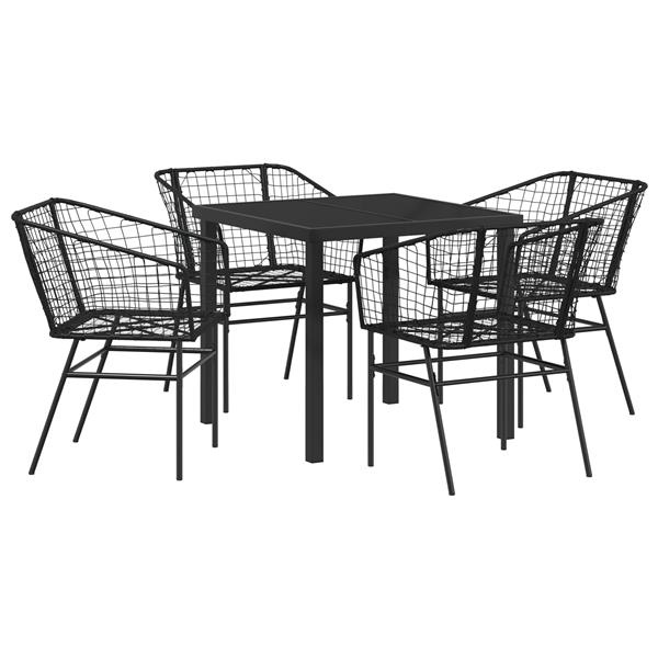 Grote foto vidaxl 5 delige tuin eettafel set zwart poly rattan tuin en terras tuinmeubelen