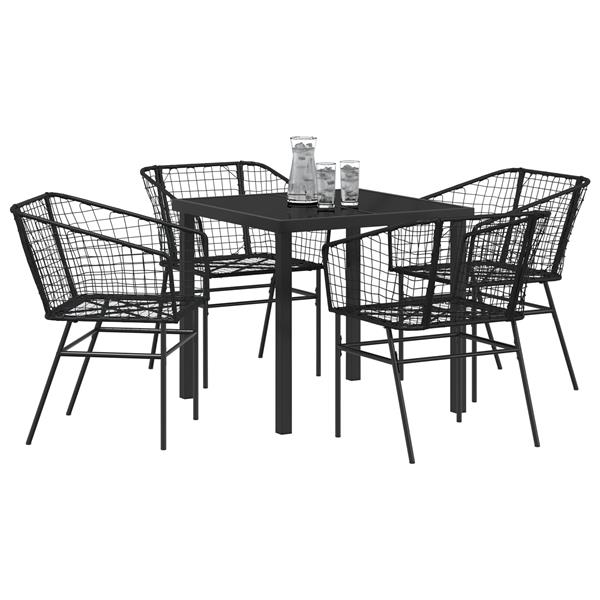Grote foto vidaxl 5 delige tuin eettafel set zwart poly rattan tuin en terras tuinmeubelen