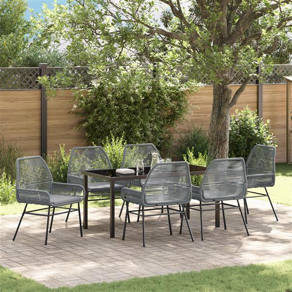 Grote foto vidaxl 7 delige tuinset met kussens in grijs poly rattan tuin en terras tuinmeubelen