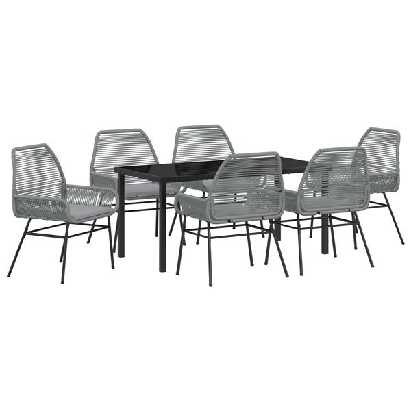 Grote foto vidaxl 7 delige tuinset met kussens in grijs poly rattan tuin en terras tuinmeubelen