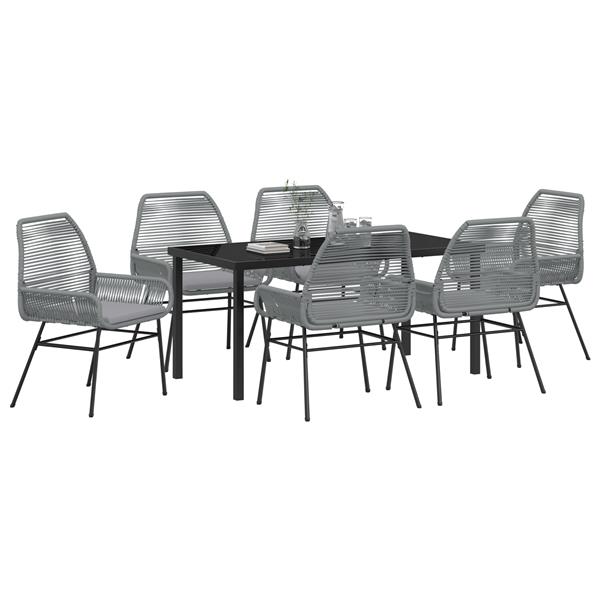 Grote foto vidaxl 7 delige tuinset met kussens in grijs poly rattan tuin en terras tuinmeubelen