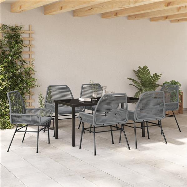 Grote foto vidaxl 7 delige tuinset met kussens in grijs poly rattan tuin en terras tuinmeubelen
