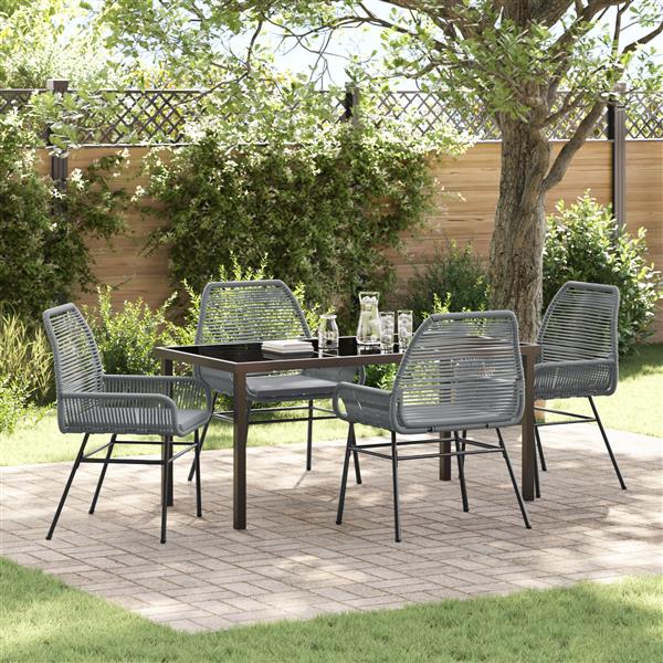 Grote foto vidaxl 5 delige tuinset met kussens in grijs poly rattan tuin en terras tuinmeubelen