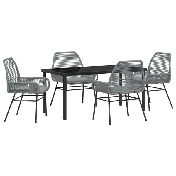 Grote foto vidaxl 5 delige tuinset met kussens in grijs poly rattan tuin en terras tuinmeubelen