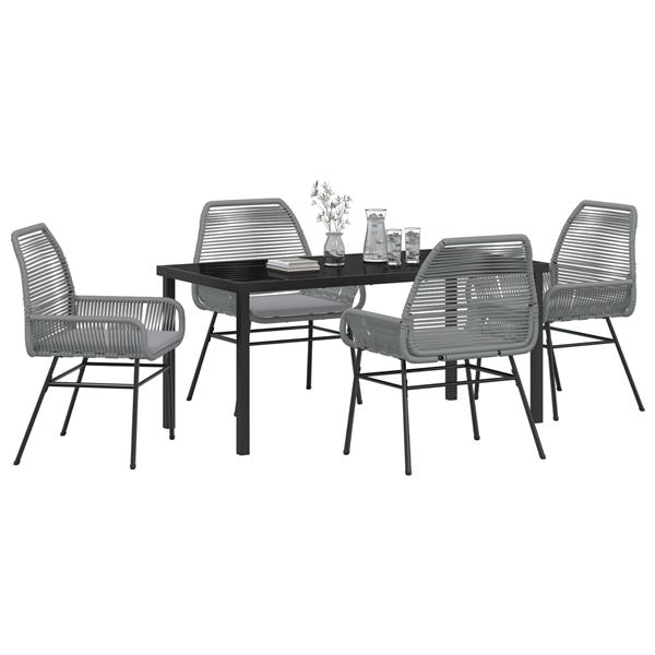 Grote foto vidaxl 5 delige tuinset met kussens in grijs poly rattan tuin en terras tuinmeubelen