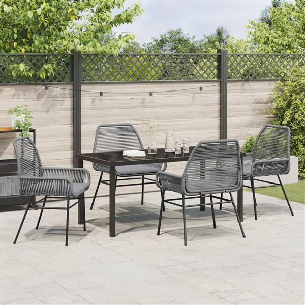 Grote foto vidaxl 5 delige tuinset met kussens in grijs poly rattan tuin en terras tuinmeubelen