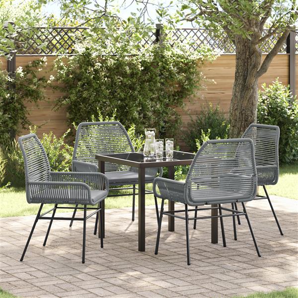 Grote foto vidaxl 5 delige tuinset met kussens grijs poly rattan tuin en terras tuinmeubelen