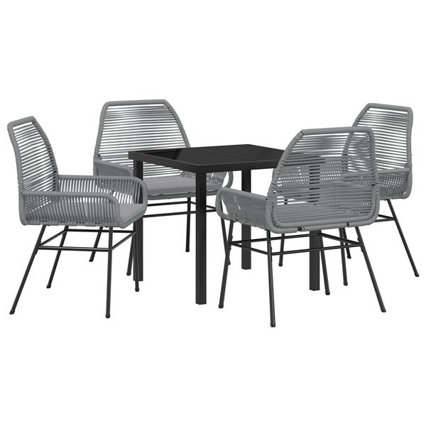 Grote foto vidaxl 5 delige tuinset met kussens grijs poly rattan tuin en terras tuinmeubelen