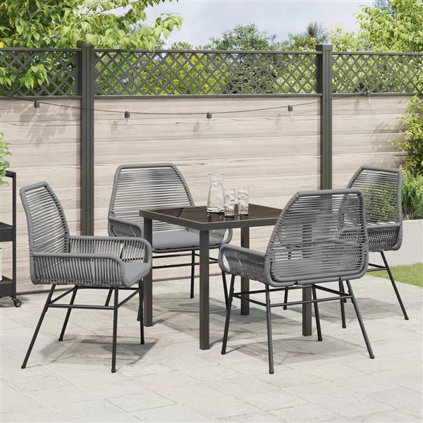 Grote foto vidaxl 5 delige tuinset met kussens grijs poly rattan tuin en terras tuinmeubelen