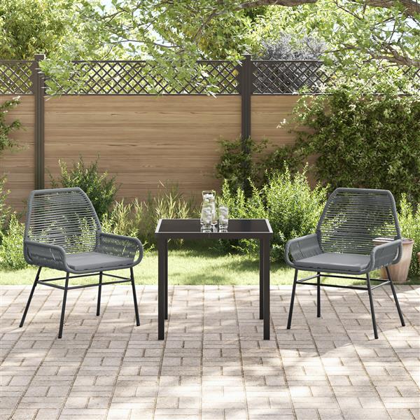 Grote foto vidaxl 3 delige tuinset met kussens grijs poly rattan tuin en terras tuinmeubelen