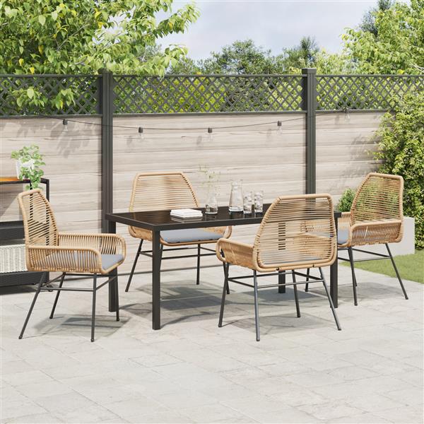 Grote foto vidaxl 5 delige tuintafelset met kussens bruin poly rattan tuin en terras tuinmeubelen