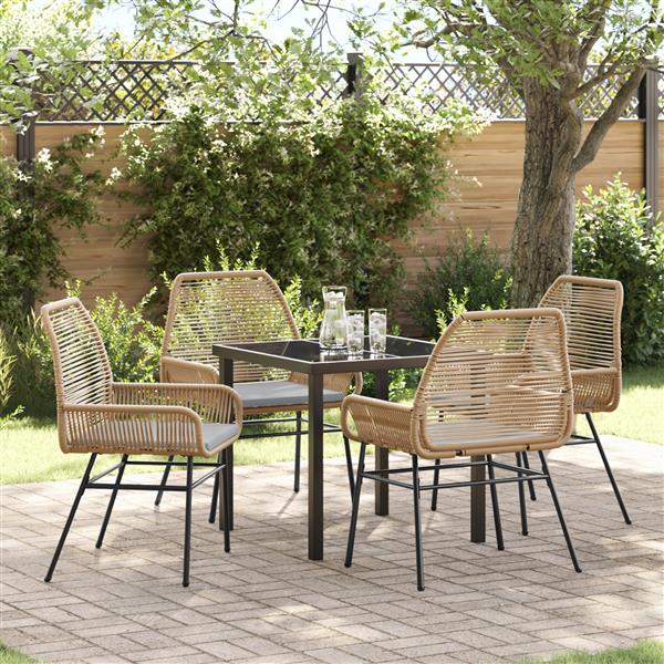 Grote foto vidaxl 5 delige tuinset met kussens bruin poly rattan tuin en terras tuinmeubelen