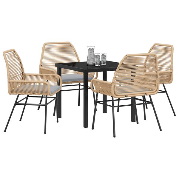 Grote foto vidaxl 5 delige tuinset met kussens bruin poly rattan tuin en terras tuinmeubelen