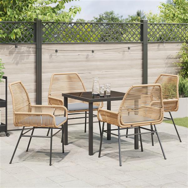 Grote foto vidaxl 5 delige tuinset met kussens bruin poly rattan tuin en terras tuinmeubelen