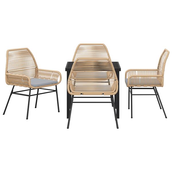 Grote foto vidaxl 5 delige tuinset met kussens bruin poly rattan tuin en terras tuinmeubelen
