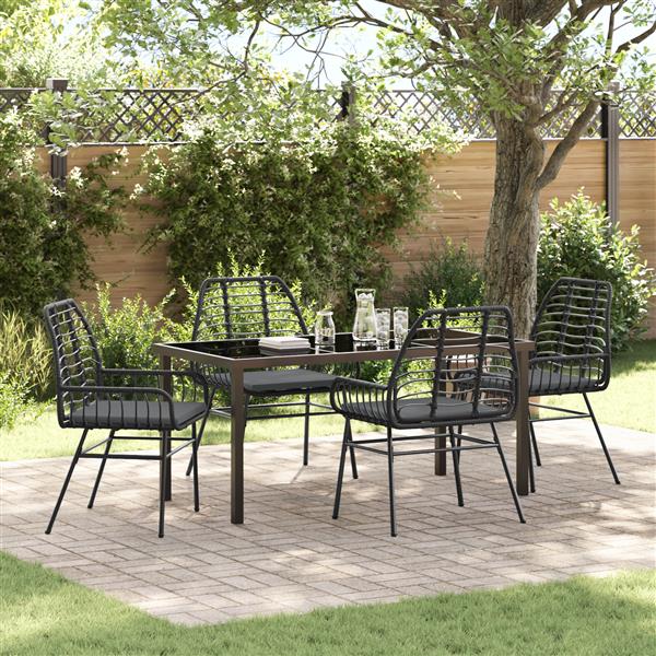 Grote foto vidaxl 5 delige tuinset met kussens zwart poly rattan tuin en terras tuinmeubelen
