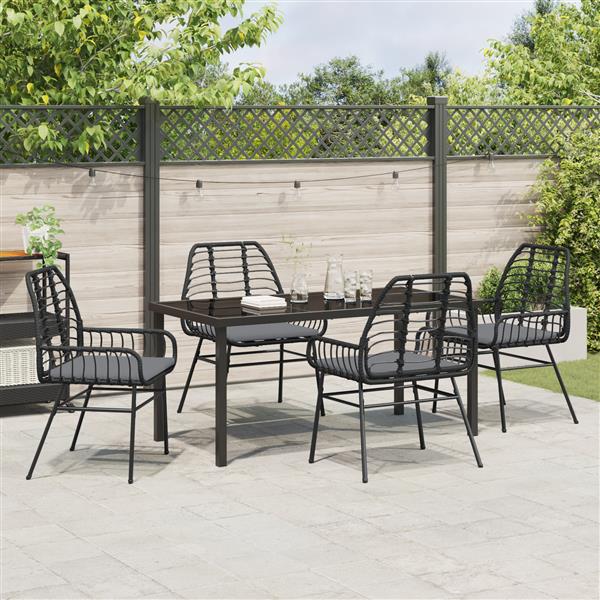 Grote foto vidaxl 5 delige tuinset met kussens zwart poly rattan tuin en terras tuinmeubelen